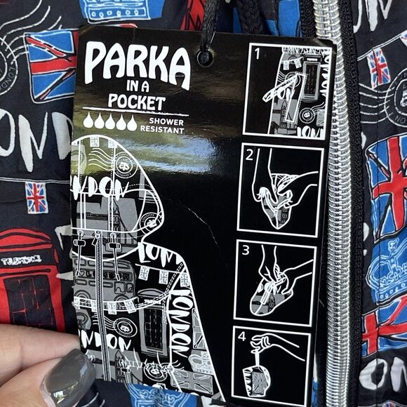 Parka in a Pocket Windbreaker Jacket Womens Large Full Zip Lightweight London - Picture 4 of 14